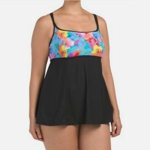 Longitude Paradise Floral Print Swimdress Size 20W NWT